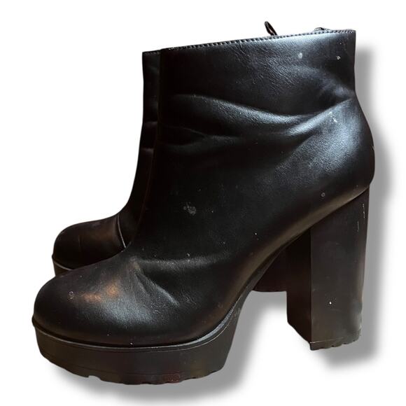H&M Divided Black Chunky Heel Ankle Boots Women’s Size 8 EUR 39 Platform Block - Picture 1 of 10